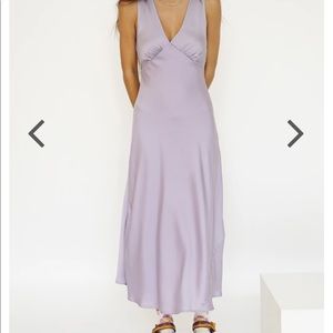 VRG GRL Wine At Sunset Bias Cut Midi Dress// Lilac